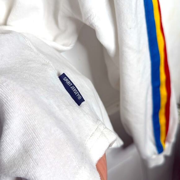 Disney Spirit Jersey Feeling Classic Rainbow Cast Striped Velour W1795 Sz XL - Picture 4 of 8